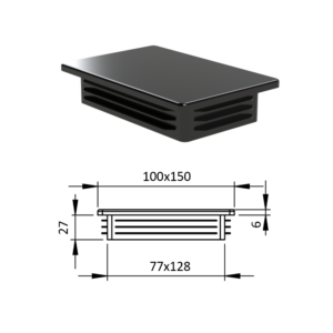 Krytka plastová 100 x 150 mm, černá