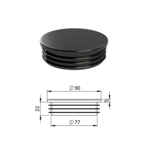 Vnitřní krytka kulatá ø 90 mm, plastová, černá