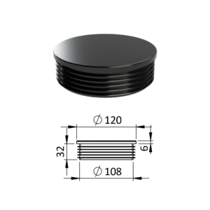 Vnitřní krytka kulatá ø 120 mm, plastová, černá