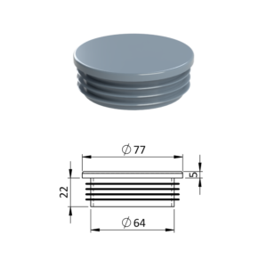 Vnitřní krytka kulatá ø 77 mm, plastová, šedá