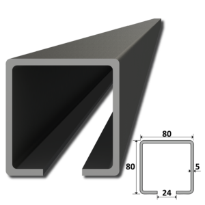 C profil 80 x 80 x 5 x 3000 mm, černý Fe