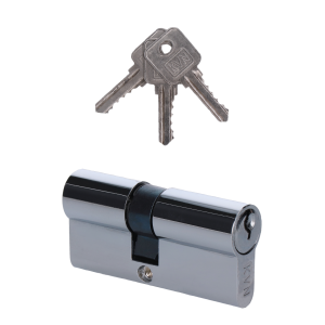 Cylindrická vložka EURO 30/35mm, nikel-satina, 3 klíče, šroub M5x65mm