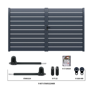 Křídlová brána, hliníková, 4000 x 1803 mm s pohonem STAR3224KR