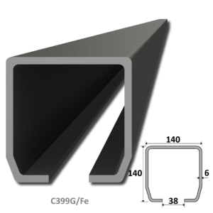 C profil GRANDE, 140 x 140 x 6 x 5000 mm, černý Fe