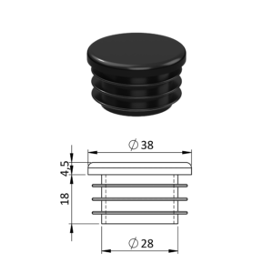 Vnitřní krytka kulatá ø 38 mm, plastová