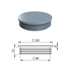 Vnitřní krytka kulatá ø 102 mm, plastová, šedá