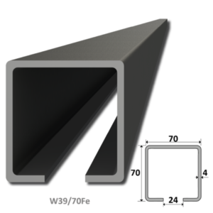C profil 70 x 70 x 4 x 7000 mm, černý Fe