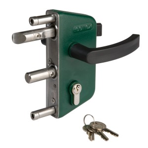 LOCINOX® Zámkový set LAKZ P1 pre profil 40 x 40 mm (kazeta, zámok, polyamidové kľučky, cylindrická vložka), voliteľná fa