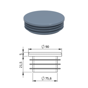 Vnitřní krytka kulatá ø 90 mm, plastová, šedá