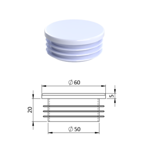 Vnitřní krytka kulatá ø 60 mm plastová, bílá