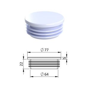 Vnitřní krytka kulatá ø 77 mm, plastová, bílá