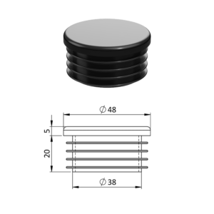 Vnitřní krytka kulatá ø 48 mm, plastová, černá
