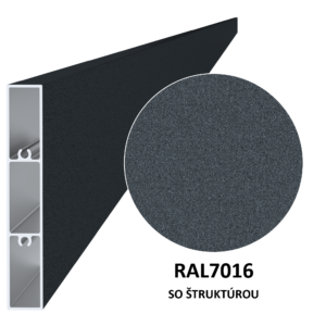 Profil 100x16mm, práškový lak, struktura RAL7016, L-6000mm