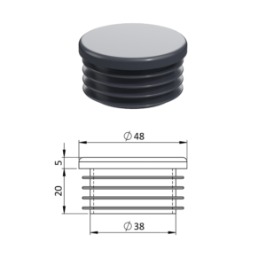 Vnitřní krytka kulatá ø 48 mm, plastová, antracit