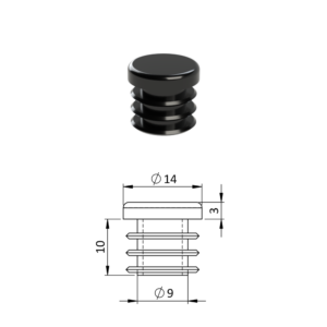 Vnitřní krytka kulatá ø 14 mm, plastová, černá