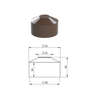 Vnější krytka kulatá ø 48,3 mm, plastová PE, hnědá