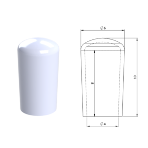 Vnější krytka PVC ø 6 x 10 mm, otvor 4 x 8 mm, bílá