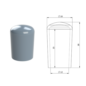 Vnější krytka PVC ø 16 x 18 mm, otvor 12 x 15 mm, šedá