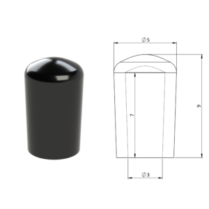 Vnější krytka PVC ø 5 x 9 mm, otvor 3 x 7 mm, černá