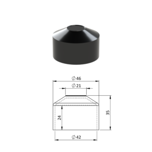 Vnější krytka kulatá ø 42 mm, plastová PE, černá