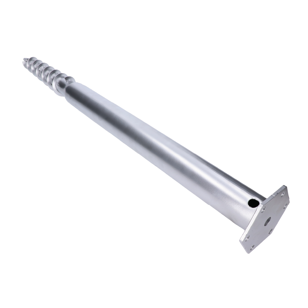 Zemní vrut, patka s přírubou, 120 x 120 mm, zinková barva