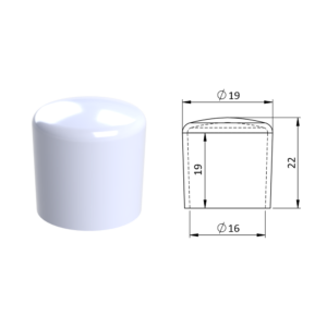 Vnější krytka PVC ø 19,6 x 22,6 mm, otvor 15,9 x 19,8 mm