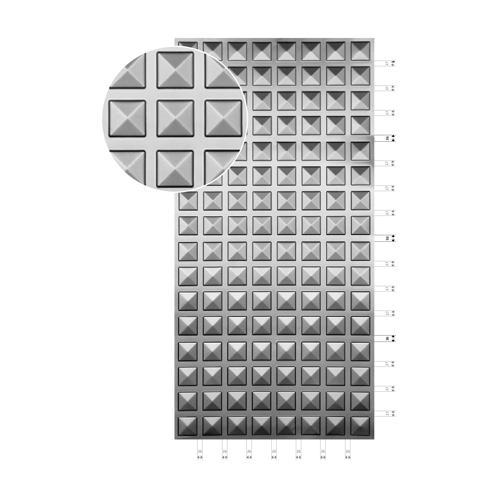 Plech pozinkován 2000x1000x1,2mm - ČTVEREC, 3D efekt - Obrázek 3