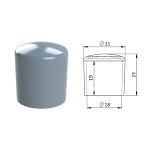 Vnější krytka PVC ø 21 x 23 mm, otvor 18 x 19 mm, šedá