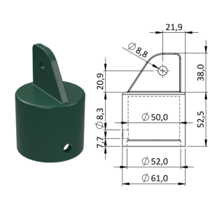 Plastová krytka, ø 61 x 90,5 mm, tvrzený plast PA