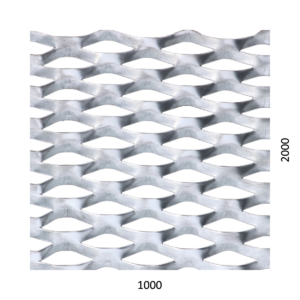 Tahokov Zn kosočtvorcové oko: 62 x 25 mm, můstek: 9 mm (1000x2000 x 1,5 mm)