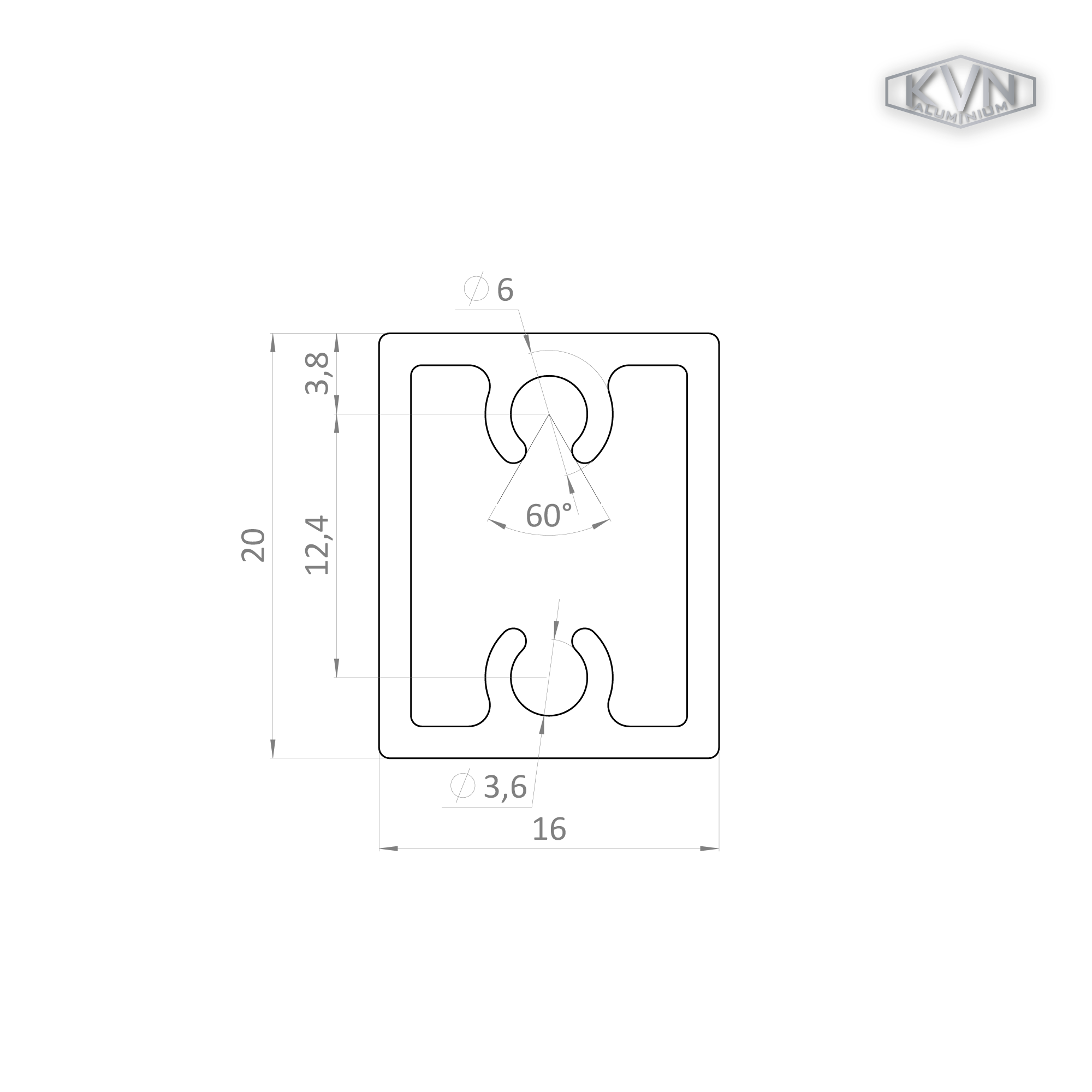 Al profil 20 x 16 x 6000 mm, bez povrchové úpravy - Obrázek 4
