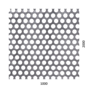 Děrovaný plech kruhový přesazený Zn, otvor: ø 10 mm, rozteč: 15 mm, (1000x2000x1 mm)