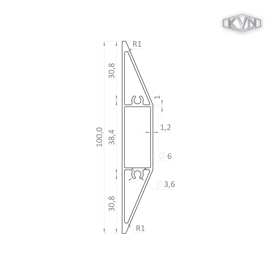 Al profil 100 x 16 x 6000 mm, bez povrchové úpravy - Obrázek 2