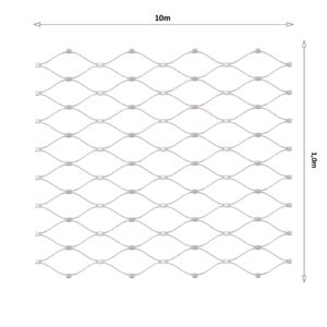 Lanková sieť, 1 x 10 m, oko 60 x 104 mm, ø 1,5 mm, AISI 316