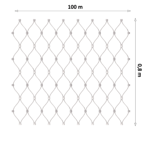 Lankova síť, 0,8 x 100 m, oko 70 x 120 mm, ø 1,5 mm, AISI 316