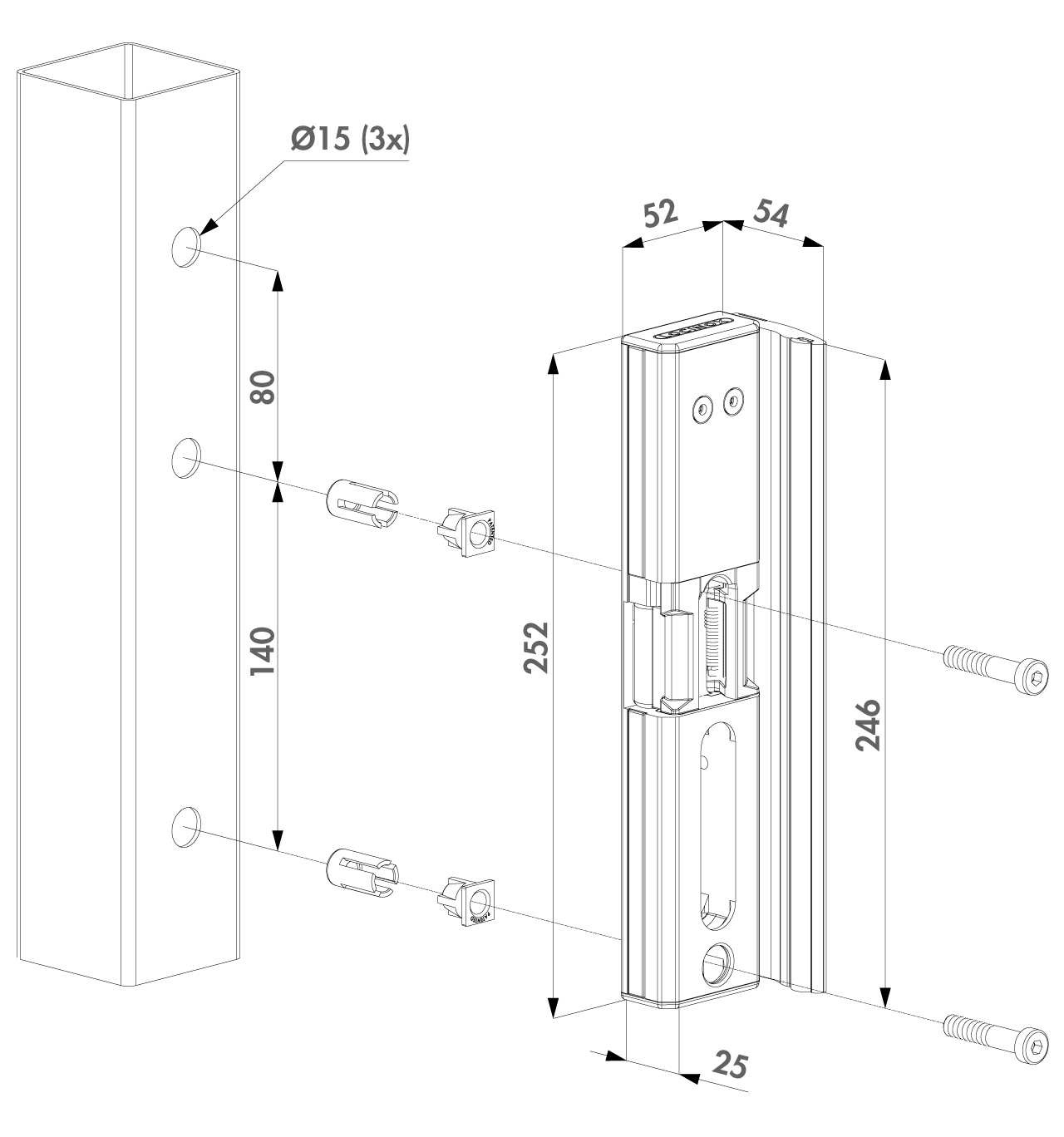 Elektrozámek pro křídlové brány, FAIL CLOSE, RAL 7016 - Obrázek 2